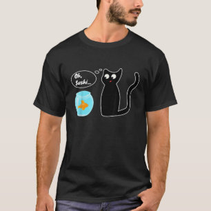 Grappige ongelukken gebeuren op Sushi Cat Goldfish T-shirt