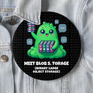 Grappige Ontmoet Blob S. Torage Binaire Achtergron Ronde Button 6,0 Cm
