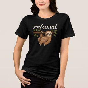 Grappige ontspannen luiaard schattige luie levenss Tri-Blend shirt