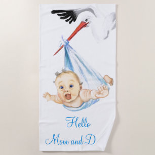 Grappige Ooievaar Dragen Baby Strandlaken Custom T