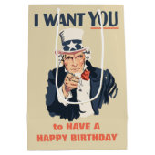 Grappige oom Sam Patriotic Verjaardag Medium Cadeauzakje (Achterkant)