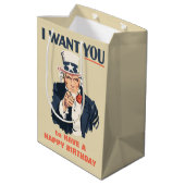 Grappige oom Sam Patriotic Verjaardag Medium Cadeauzakje (Achterkant Gekanteld)