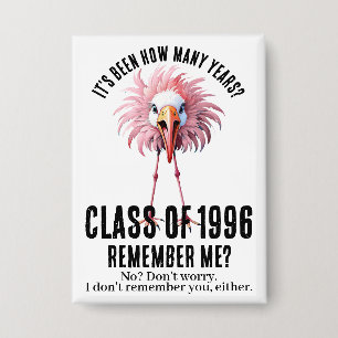 Grappige op maat gemaakte flamingo 30e klasverjaar button