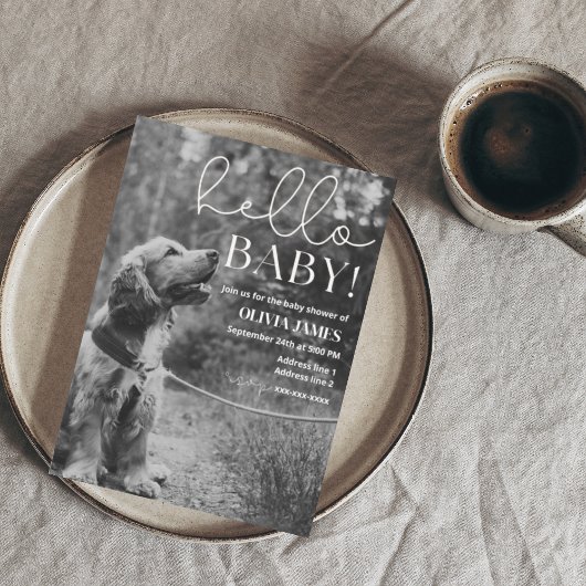 Grappige, op maat gemaakte foto hond baby shower kaart