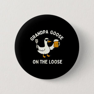Grappige opa-gans op de losse bbq-bier zomer ronde button 5,7 cm