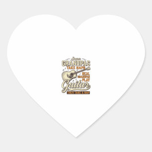 Grappige Opa Gitaar Vintage Gravure Shirt Ontwerp Hart Sticker