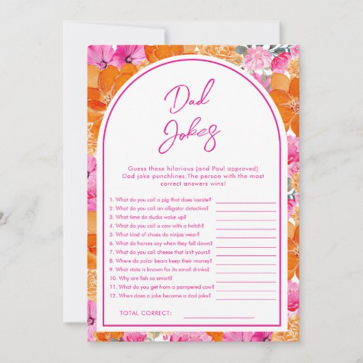 Grappige Opa-grapjes Roze & Bloemige Baby Shower S Kaart (Voorkant)