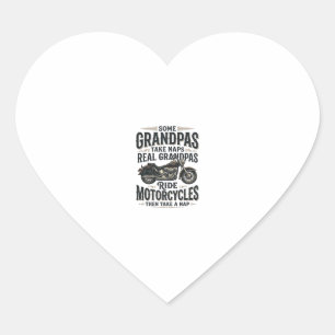 Grappige opa motorfiets dutje vintage vector ontwe hart sticker