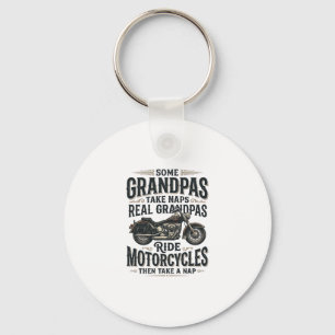 Grappige Opa Motorfiets Slaap Vintage Vector Ontwe Sleutelhanger