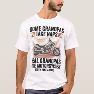 Grappige Opa Motorfiets Vintage Gravure T-Shirt