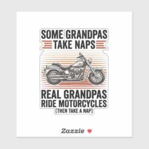 Grappige Opa Motorfiets Vintage Gravure T-Shirt Sticker