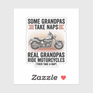 Grappige Opa Motorfiets Vintage Gravure T-Shirt Sticker