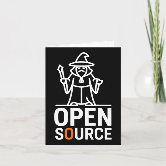 Grappige open source foutenwizard die minimalistis kaart (Voorkant)