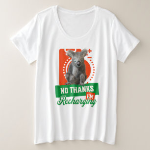 Grappige Oplaadbare Koala Introvert Stemming Grote Maat T-shirt