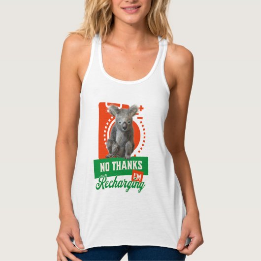 Grappige Oplaadbare Koala Introvert Stemming Tanktop (Voorkant)