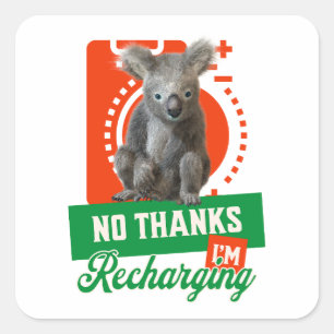Grappige Oplaadbare Koala Introvert Stemming Vierkante Sticker