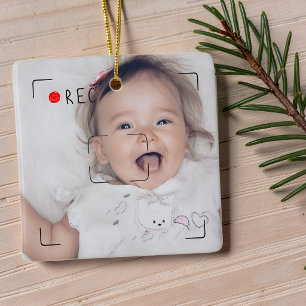 Grappige Opname Rode Stip Aangepaste Foto Keramisch Ornament