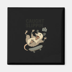 Grappige Opossum Skateboarden Afval Kat Skater Bet Magneet