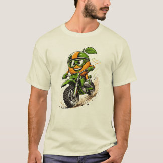 Grappige Oranje Dirt Bike Rijder Motocross Karakte T-shirt