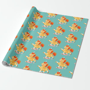 Grappige oranje eenhoorn cadeaupapier
