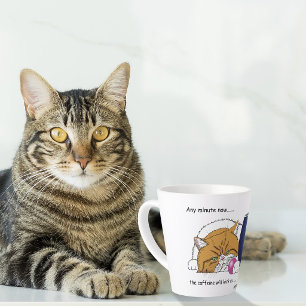 Grappige Oranje Kat Blauwe Koffiemok Latte Mok