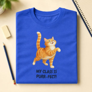 Grappige Oranje Kat Mijn Klas Is Purr-fect Leraar T-shirt