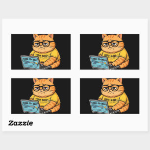 Grappige Oranje Kat Programmeur Sticker