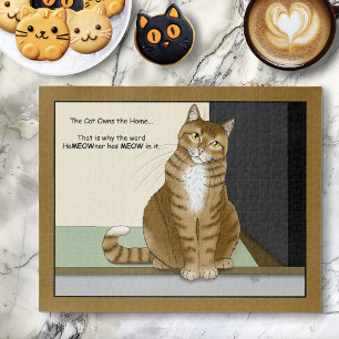 Grappige Oranje Tabby Huiseigenaar Kat Legpuzzel