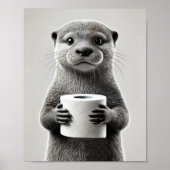 Grappige Otter Badkamer Art Zwart-wit Dier Poster (Voorkant)