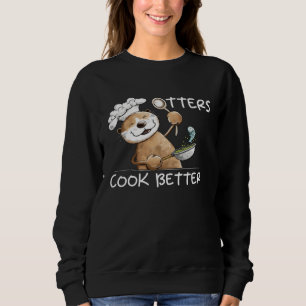 Grappige Otter Chef met Koekenpan voor Kook Enthou Trui