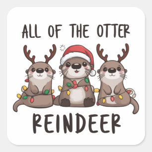 Grappige Otter Rendier Kerst Dier Allemaal Vierkante Sticker