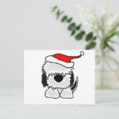 Grappige Oud-Engelse herdershond in Santa Hat Feestdagenkaart (Staand voorkant)