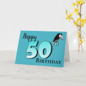 Grappige oude buizerd over de heuvel 50e verjaarda kaart (Gele Bloem)