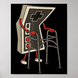 Grappige Oude Gamer Gamen Retro 80s 90s Videospel Poster