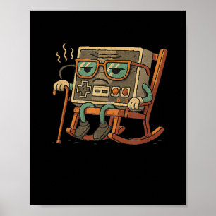 Grappige oude Gamer Gaming Retro jaren 90 videogam Poster