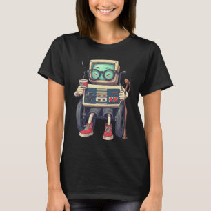 Grappige Oude Gamer Retro 80s 90s Videospel Contro T-shirt