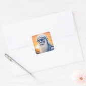 Grappige oude hippie, biker dude, backpacker vierkante sticker (Envelop)