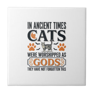 Grappige Oude Katten Aanbede Als Goden Vintage T-S Tegeltje