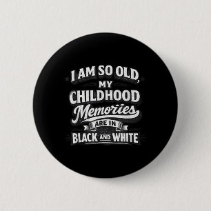 Grappige Oude Kinderherinneringen Zwart Wit Retro Ronde Button 5,7 Cm