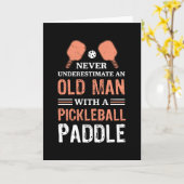 Grappige Oude Man Pickleball Paddle Cadeau Kaart (Gele Bloem)