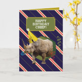 Grappige oude Man verjaardag Kaart met neushoorn (Gele Bloem)