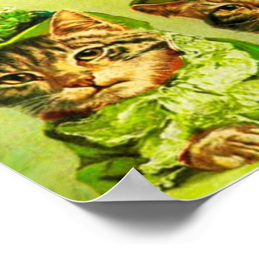 GRAppige OUDE MODE ST.PATRICIUS KATTEN,HART MONOGR Poster (Hoek)