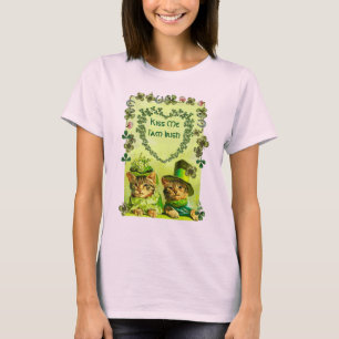 GRAPPIGE OUDE MODE ST.PATRICKS DAG KATTEN MET HART T-SHIRT