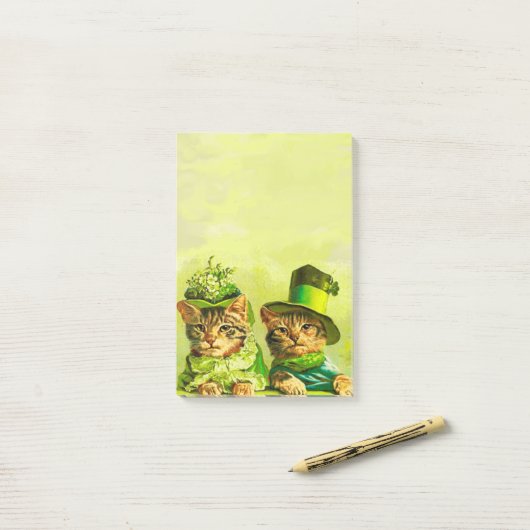 GRAPPIGE OUDE MODE ST.PATRICK'S DAG KATTEN POST-IT® NOTES (Op bureau)