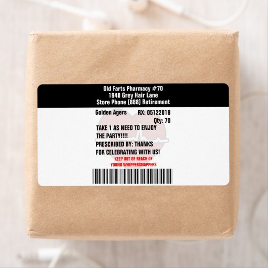 Grappige oude scheten partij recept RX fles Etiket (Insitu)