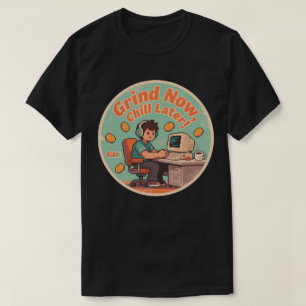 Grappige Oude Speler Malen Nu Kalmeren Later Retro T-shirt