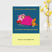 Grappige ouderwetse cartoon kaart - nep gebit (Gele Bloem)