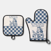 Grappige Oven Mitt en Pot Houder Set Retro Plaid (Voorkant)