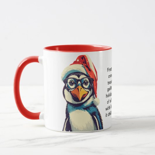 Grappige overlevingstips van een pinguïn mok (Links)