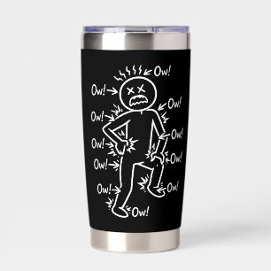 Grappige Ow Ow Ow Ow Uitdrukking Lichaamspijn Humo Geïsoleerde Drinkbeker